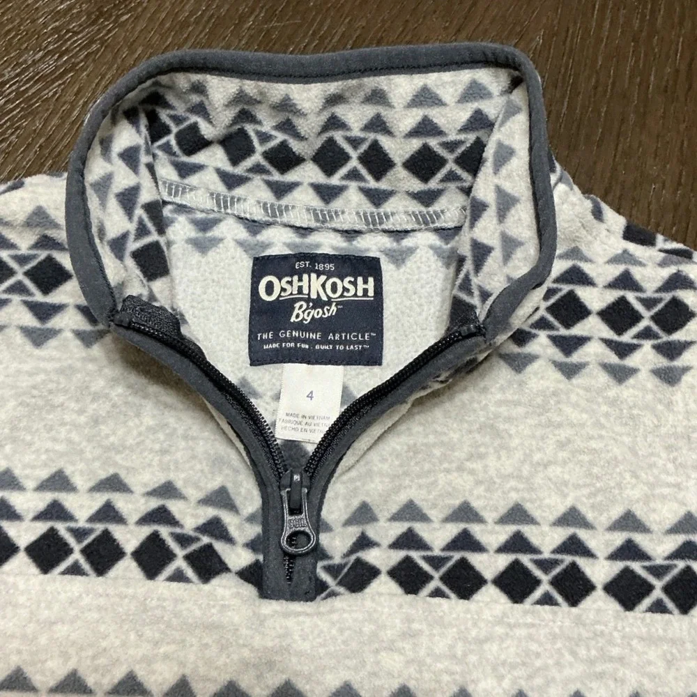 OshKosh‎ Bgosh Kids Fleece Pullover Gray Geometric Pattern Size 4